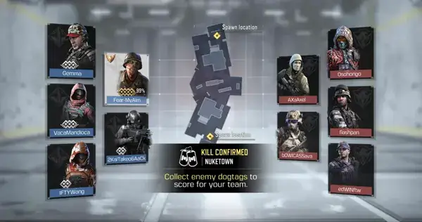 شروع یک مچ بات لابی Kill Confirmed در مپ Nuketown کالاف دیوتی موبایل